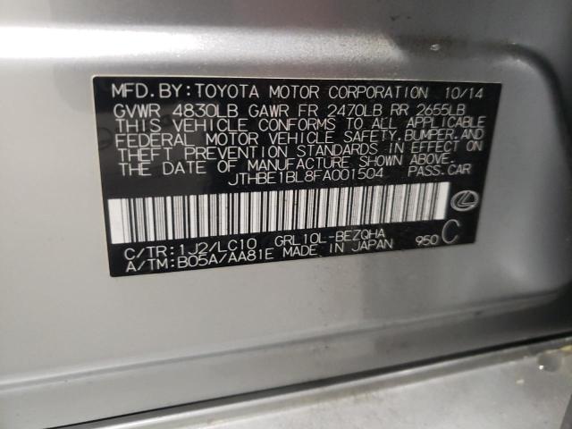 Photo 10 from auction – 2015 LEXUS GS 350 with VIN JTHBE1BL8FA001504