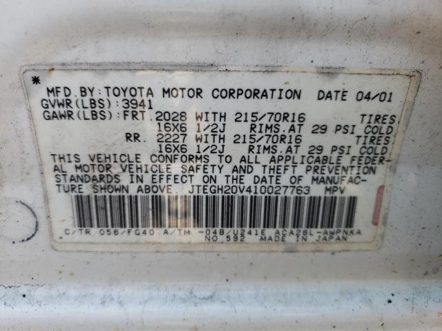 Photo 10 from auction – 2001 TOYOTA RAV4 with VIN JTEGH20V410027763