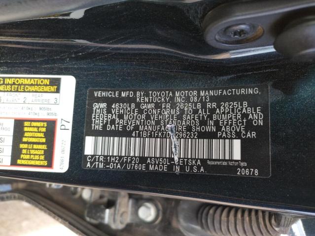 Photo 10 from auction – 2013 TOYOTA CAMRY L with VIN 4T1BF1FK7DU296232