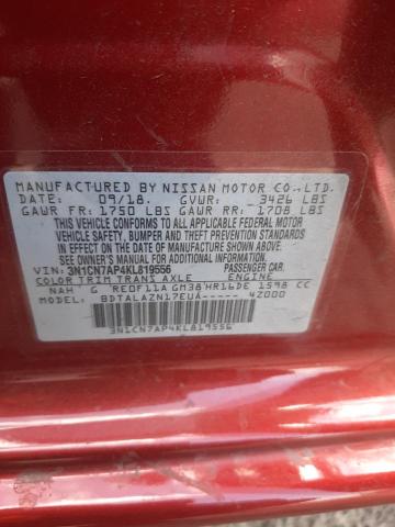 Photo 10 from auction – 2019 NISSAN VERSA S with VIN 3N1CN7AP4KL819556