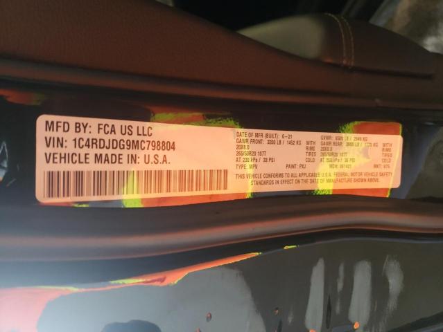 Photo 10 from auction – 2021 DODGE DURANGO GT with VIN 1C4RDJDG9MC798804
