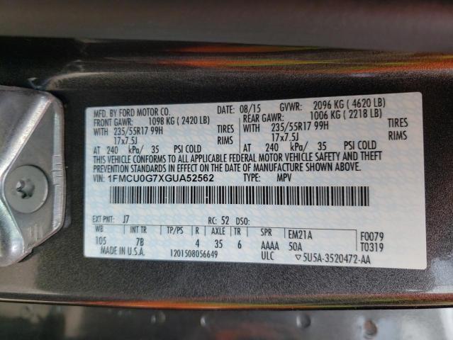 Photo 10 from auction – 2016 FORD ESCAPE SE with VIN 1FMCU0G7XGUA52562