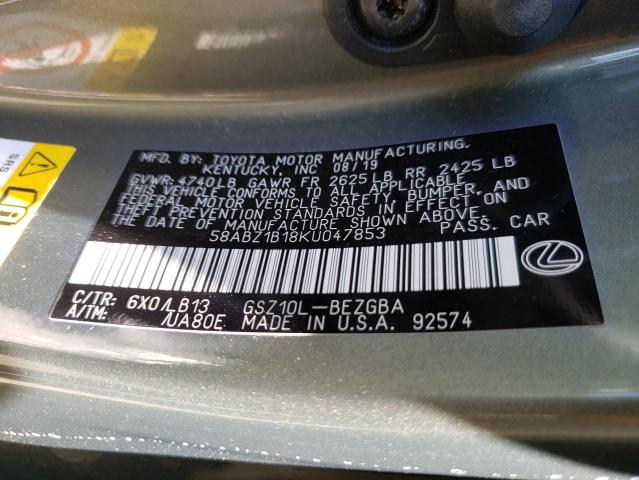 Photo 10 from auction – 2019 LEXUS ES 350 with VIN 58ABZ1B18KU047853