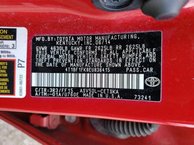 Photo 10 from auction – 2014 TOYOTA CAMRY L with VIN 4T1BF1FK8EU836415