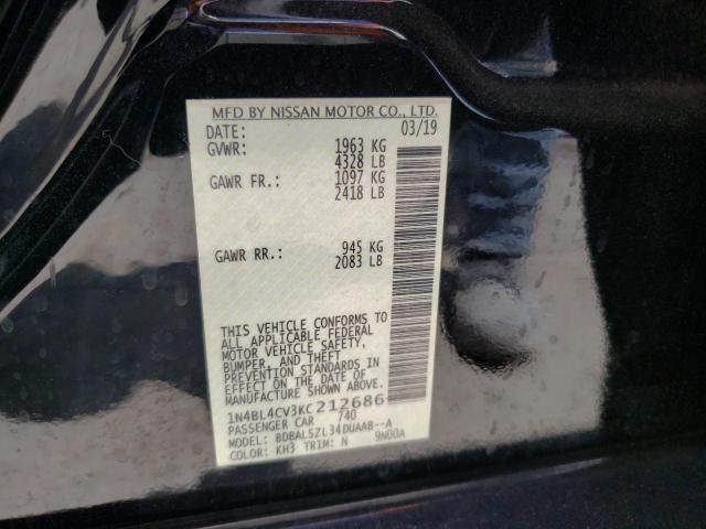 Photo 10 from auction – 2019 NISSAN ALTIMA SR with VIN 1N4BL4CV3KC212686