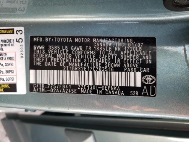 Photo 10 from auction – 2007 TOYOTA COROLLA CE with VIN 2T1BR32E17C783516