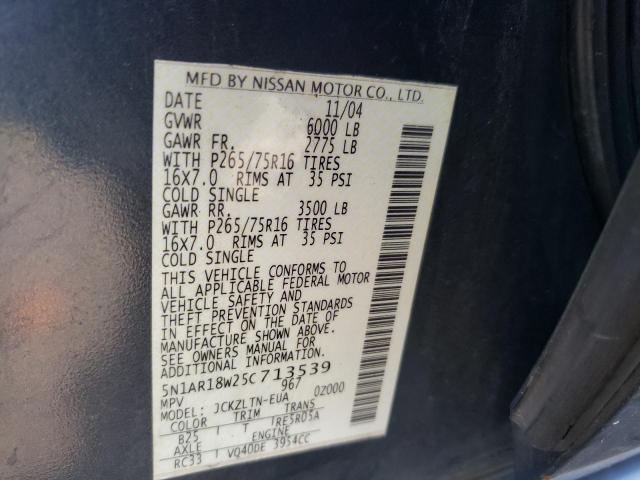 Photo 10 from auction – 2005 NISSAN PATHFINDER with VIN 5N1AR18W25C713539