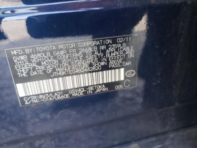 Photo 10 from auction – 2011 LEXUS ES 350 with VIN JTHBK1EG4B2442820