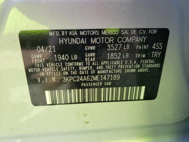 Photo 10 from auction – 2021 HYUNDAI ACCENT SE with VIN 3KPC24A62ME147189
