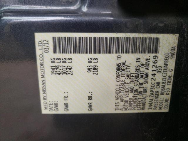 Photo 10 from auction – 2012 NISSAN ALTIMA BAS with VIN 1N4AL2AP3CC241269