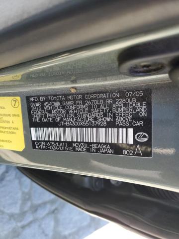 Photo 10 from auction – 2005 LEXUS ES 330 with VIN JTHBA30GX55137928