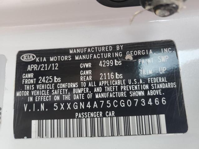 Photo 10 from auction – 2012 KIA OPTIMA EX with VIN 5XXGN4A75CG073466