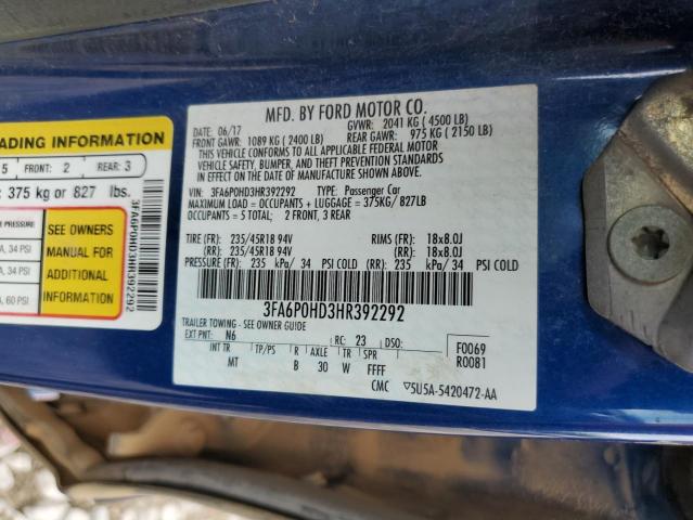 Photo 10 from auction – 2017 FORD FUSION SE with VIN 3FA6P0HD3HR392292