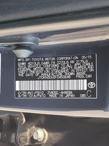 Photo 10 from auction – 2015 TOYOTA PRIUS with VIN JTDKN3DU0F0453648