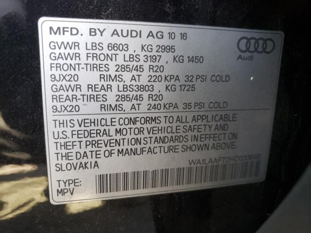 Photo 10 from auction – 2017 AUDI Q7 PREMIUM with VIN WA1LAAF72HD033648