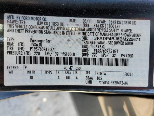 Photo 10 from auction – 2011 FORD FIESTA SE with VIN 3FADP4BJ8BM225671