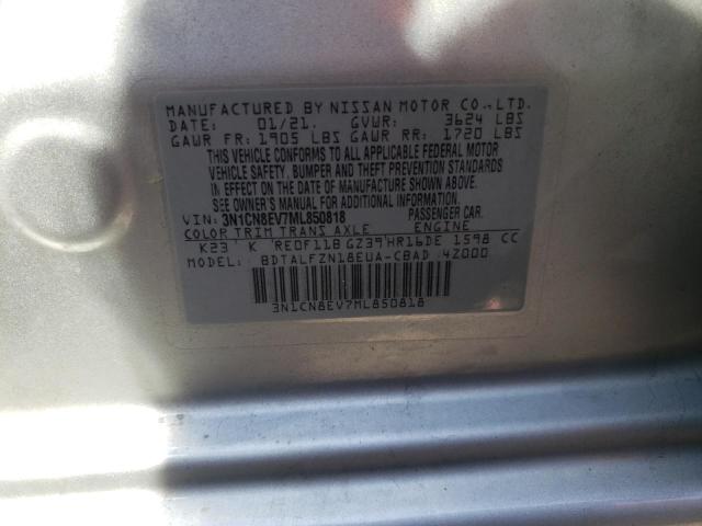 Photo 10 from auction – 2021 NISSAN VERSA SV with VIN 3N1CN8EV7ML850818