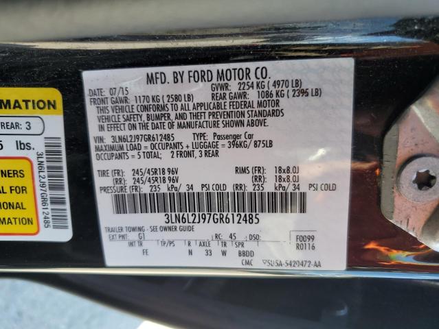 Photo 10 from auction – 2016 LINCOLN MKZ with VIN 3LN6L2J97GR612485