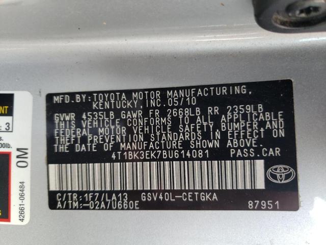 Photo 10 from auction – 2011 TOYOTA CAMRY SE with VIN 4T1BK3EK7BU614081