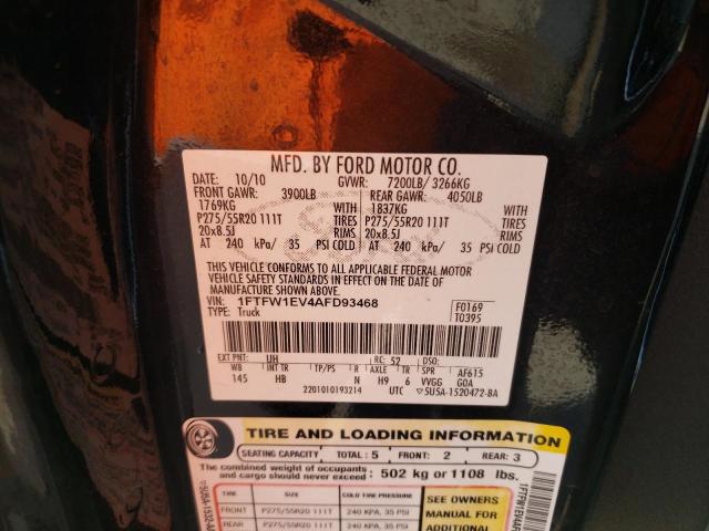 Photo 10 from auction – 2010 FORD F150 SUPER with VIN 1FTFW1EV4AFD93468