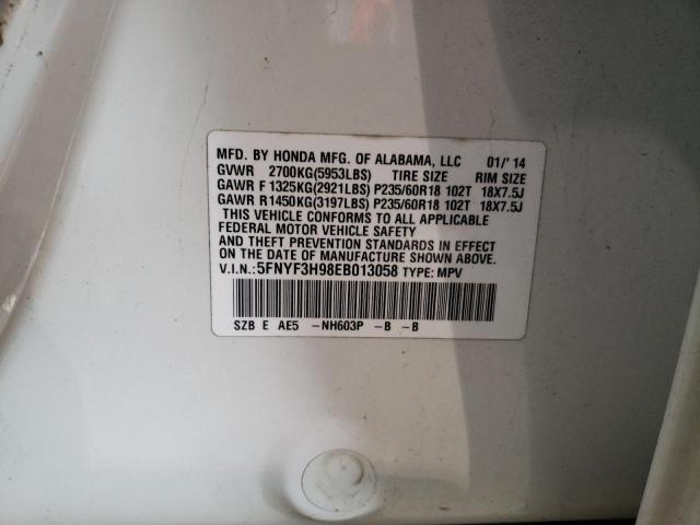 Photo 10 from auction – 2014 HONDA PILOT TOUR with VIN 5FNYF3H98EB013058
