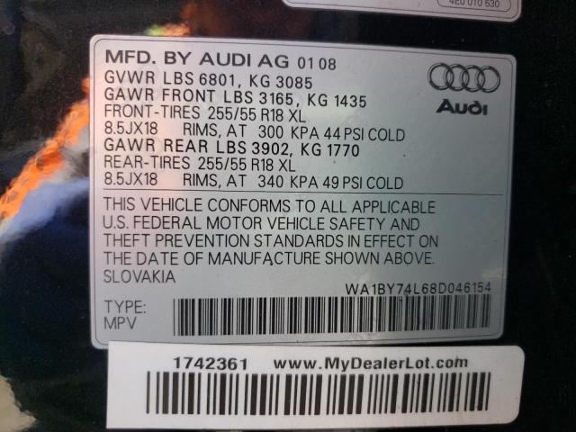 Photo 10 from auction – 2008 AUDI Q7 3.6 QUA with VIN WA1BY74L68D046154