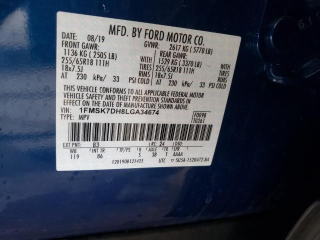 Photo 10 from auction – 2020 FORD EXPLORER X with VIN 1FMSK7DH8LGA34674