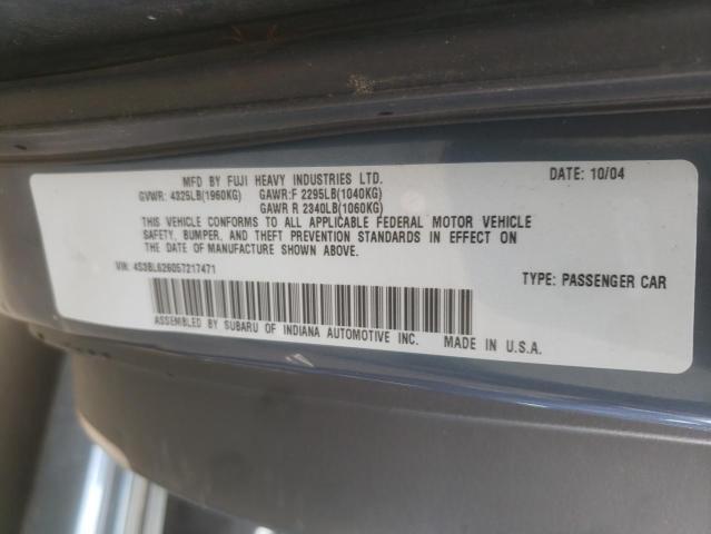 Photo 10 from auction – 2005 SUBARU LEGACY 2.5 with VIN 4S3BL626057217471
