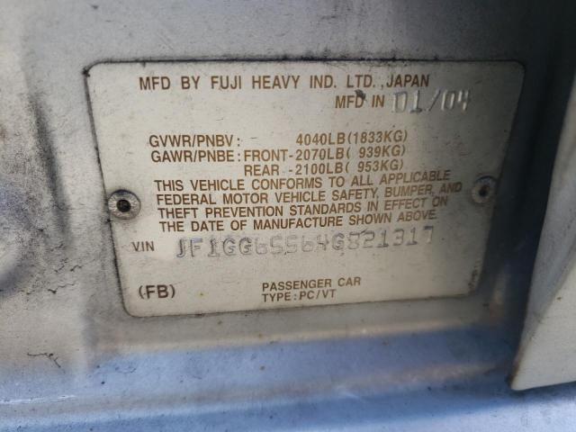 Photo 10 from auction – 2004 SUBARU IMPREZA TS with VIN JF1GG65564G821317