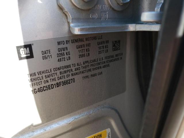 Photo 10 from auction – 2011 BUICK LACROSSE C with VIN 1G4GC5ED1BF366270