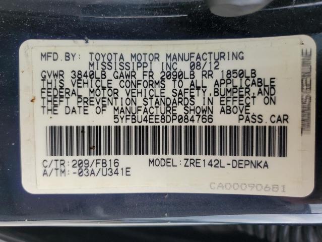 Photo 10 from auction – 2013 TOYOTA COROLLA BA with VIN 5YFBU4EE8DP084766