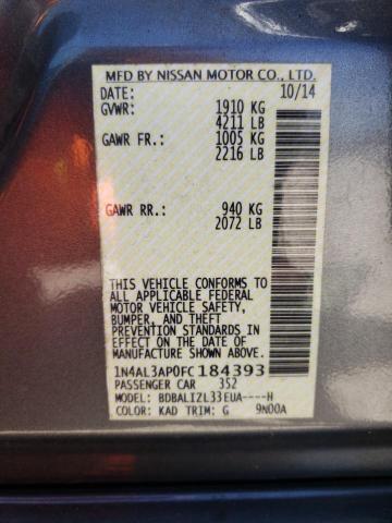 Photo 10 from auction – 2015 NISSAN ALTIMA 2.5 with VIN 1N4AL3AP0FC184393