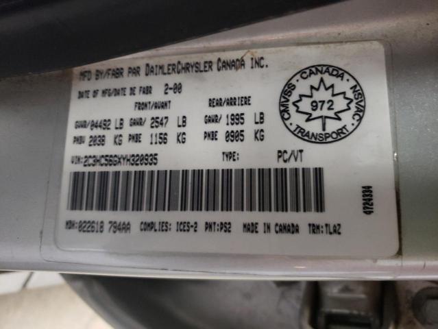 Photo 10 from auction – 2000 CHRYSLER LHS with VIN 2C3HC56GXYH320935