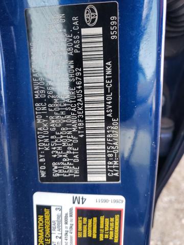 Photo 10 from auction – 2010 TOYOTA CAMRY BASE with VIN 4T1BF3EK2AU546792