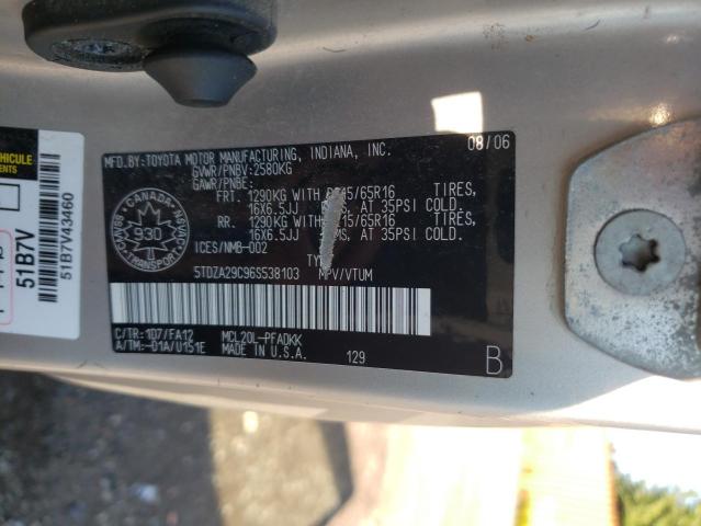 Photo 10 from auction – 2006 TOYOTA SIENNA CE with VIN 5TDZA29C96S538103