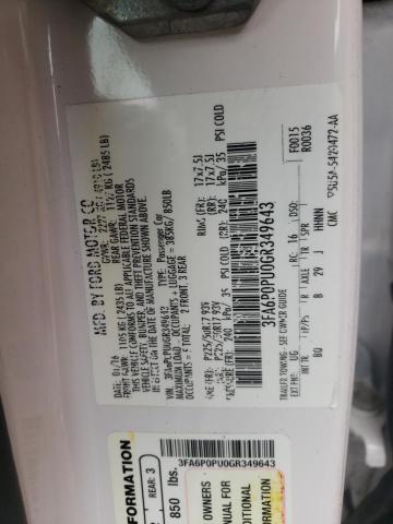 Photo 10 from auction – 2016 FORD FUSION SE with VIN 3FA6P0PU0GR349643