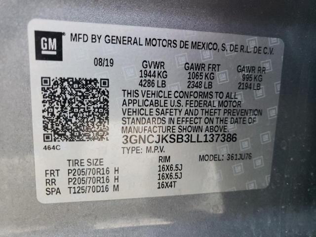 Photo 10 from auction – 2020 CHEVROLET TRAX LS with VIN 3GNCJKSB3LL137386