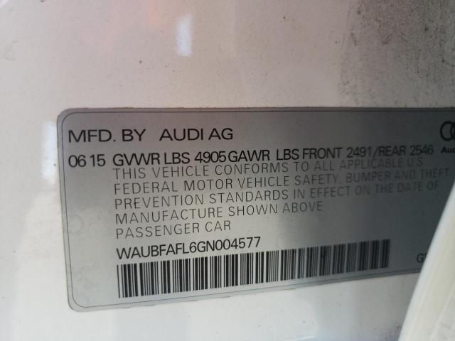 Photo 10 from auction – 2016 AUDI A4 PREMIUM with VIN WAUBFAFL6GN004577