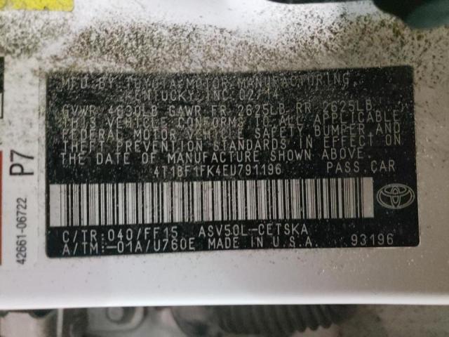 Photo 10 from auction – 2014 TOYOTA CAMRY L with VIN 4T1BF1FK4EU791196