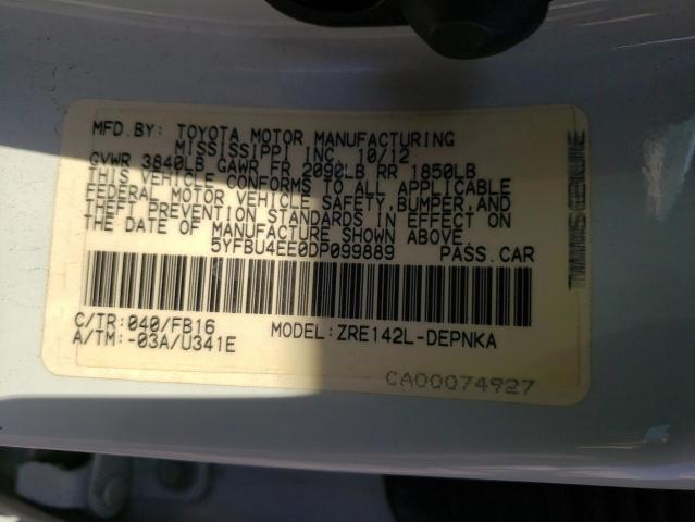 Photo 10 from auction – 2013 TOYOTA COROLLA BA with VIN 5YFBU4EE0DP099889