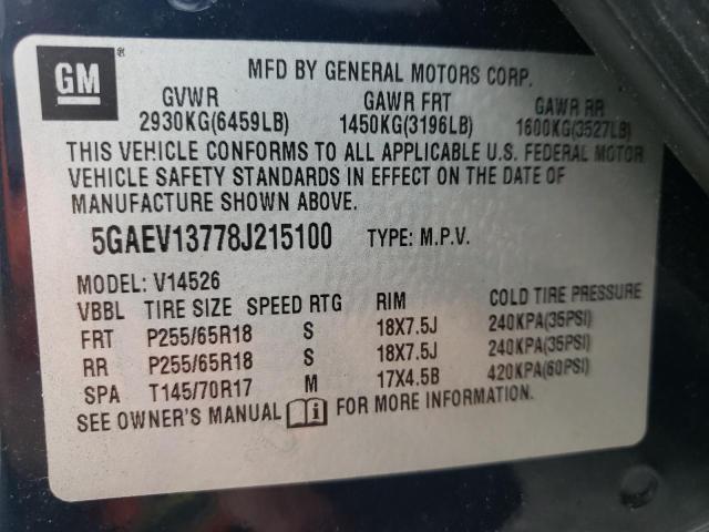 Photo 10 from auction – 2008 BUICK ENCLAVE CX with VIN 5GAEV13778J215100