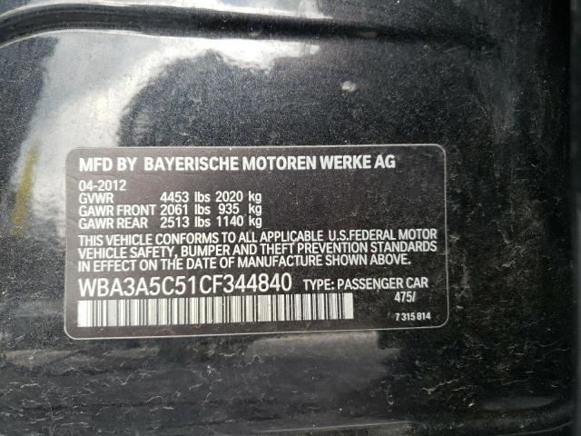 Photo 10 from auction – 2012 BMW 328 I with VIN WBA3A5C51CF344840