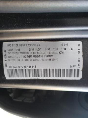 Photo 10 from auction – 2004 PORSCHE CAYENNE S with VIN WP1AB29P24LA65848