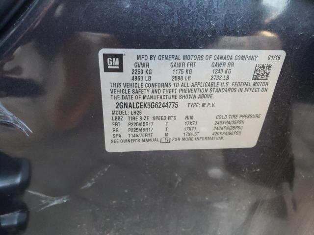 Photo 10 from auction – 2016 CHEVROLET EQUINOX LT with VIN 2GNALCEK5G6244775