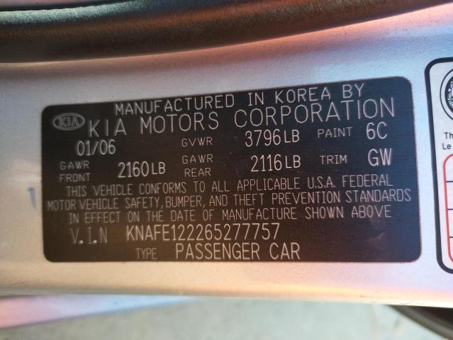 Photo 10 from auction – 2006 KIA SPECTRA LX with VIN KNAFE122265277757