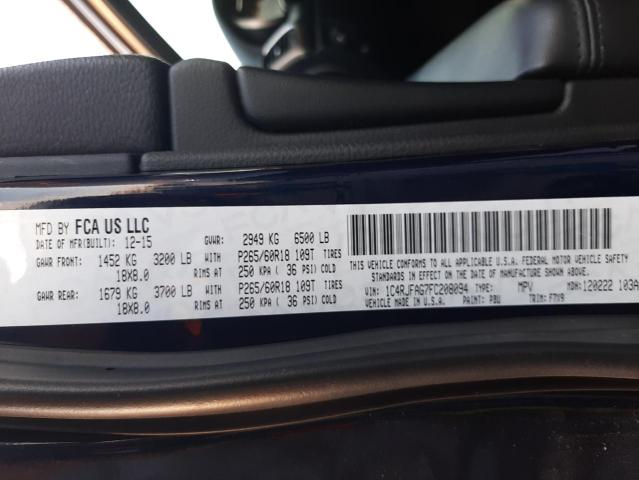 Photo 10 from auction – 2015 JEEP GRAND CHER with VIN 1C4RJFAG7FC208094