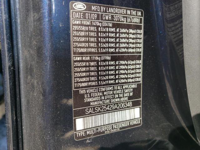Photo 10 from auction – 2009 LAND ROVER RANGE ROVE with VIN SALSK25429A206348