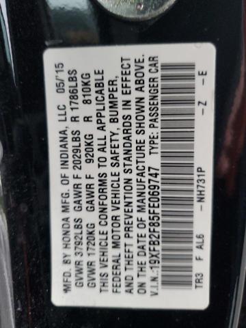 Photo 10 from auction – 2015 HONDA CIVIC EX with VIN 19XFB2F85FE069747