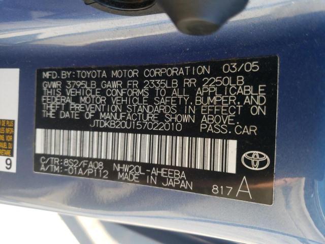 Photo 10 from auction – 2005 TOYOTA PRIUS with VIN JTDKB20U157022010