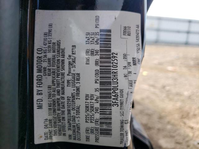 Photo 10 from auction – 2017 FORD FUSION SE with VIN 3FA6P0LU3HR102592